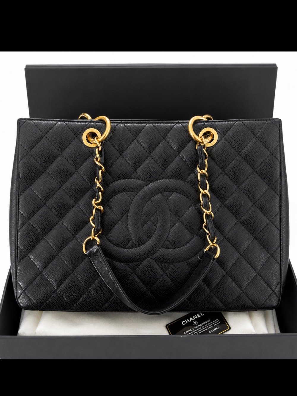 Chanel GST black Caviar Gold hardware tote